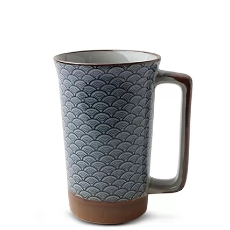 MIYA Company Mugs^Blue Vintage Waves 10 Oz. Mug